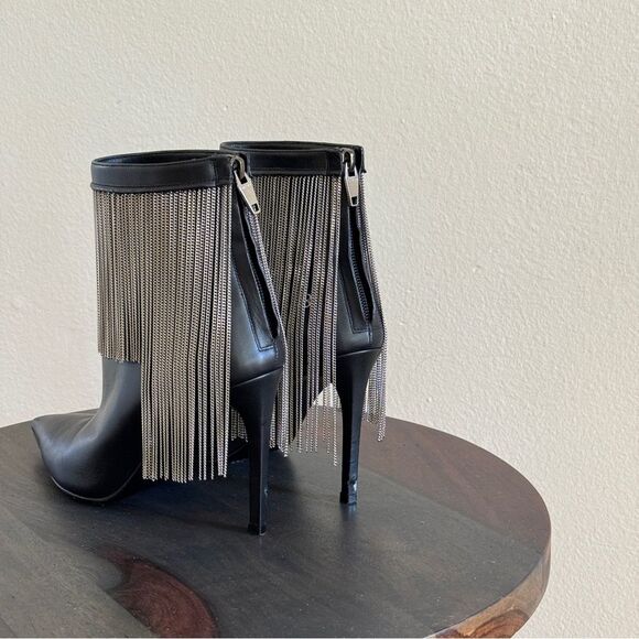 BALMAIN Mercy fringed leather ankle boots 37 - Picture 10 of 13